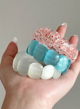 海蓝宝色碎花猫眼手镯春夏新款