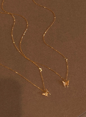 金色蝴蝶吊坠项链女配饰精致百搭