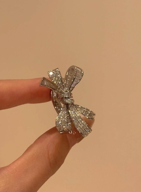 银色蝴蝶结戒指女小众设计感