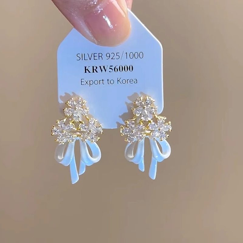 S925纯银雪花蝴蝶结耳钉女轻奢高级感耳环秋冬小众设计感百搭耳饰,饰品/流行首饰/时尚饰品新,耳环,淘宝优惠券,粉丝福利购,淘宝优惠卷