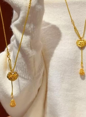 金色平安锁葫芦项链女配饰精致