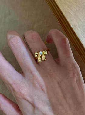 爆闪蝴蝶结戒指女小众设计