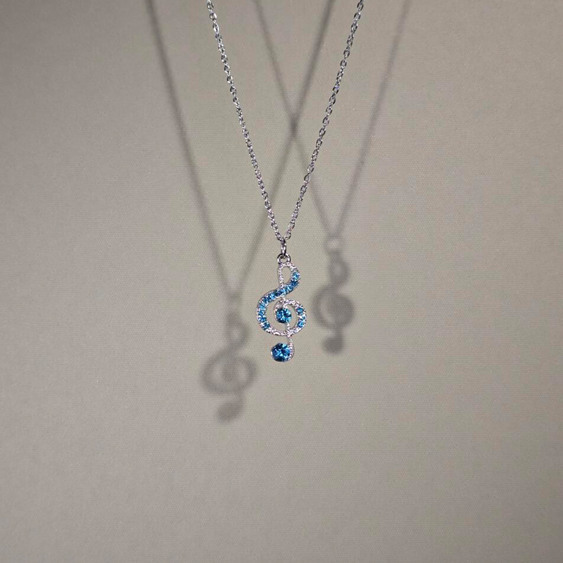 爆闪蓝色音符项链时尚百搭颈链