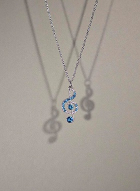 爆闪蓝色音符项链时尚百搭颈链