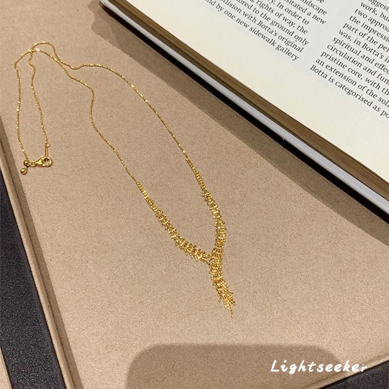 中古金色麦穗蕾丝流苏项链女款