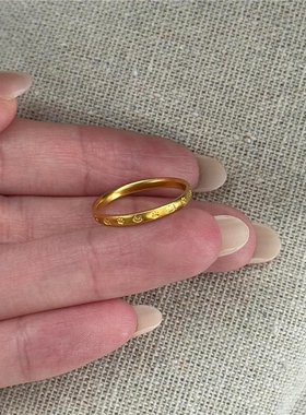 金色小猫印花戒指女2026新款指环
