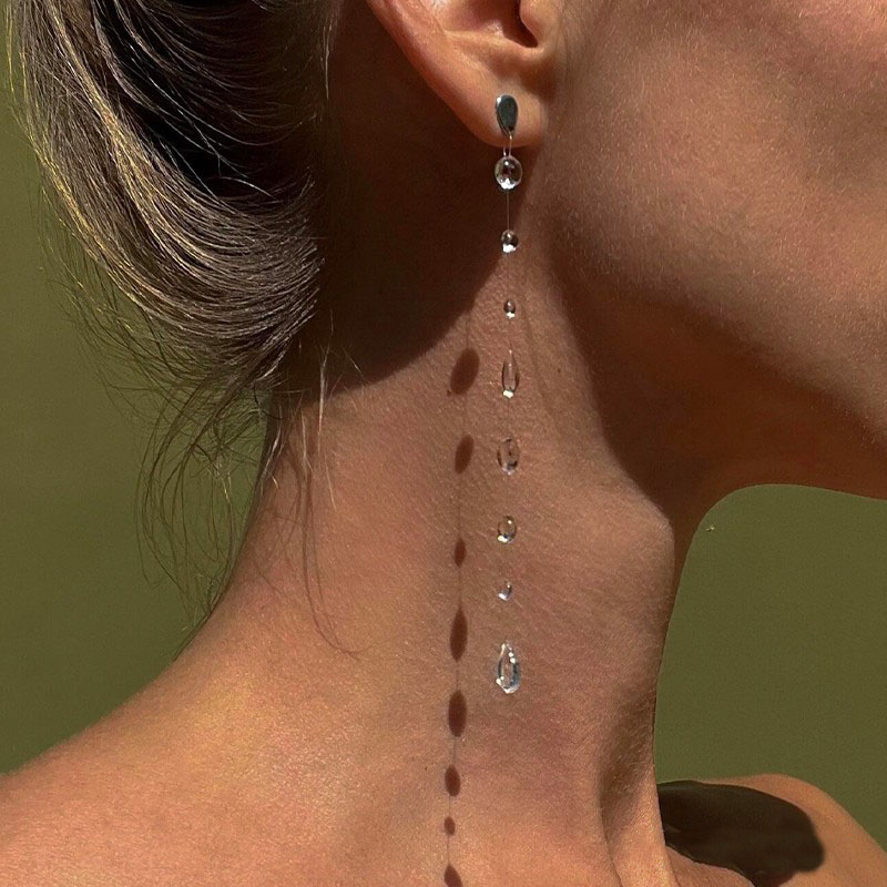 透明水滴流苏项链女士2025新爆款