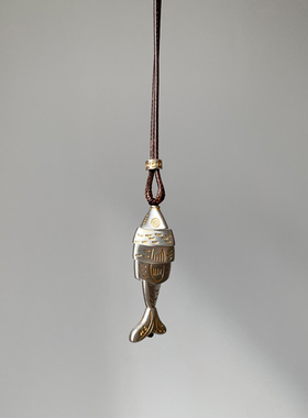 银色小鱼吊坠项链气质国风颈链