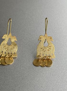 西班牙apres金色小鸟天鹅吊坠耳钩复古轻奢小众设计感文艺耳环女