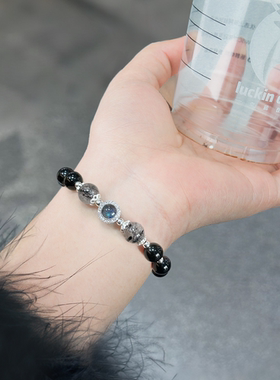 消除坏运~招财黑曜石黑发晶手串