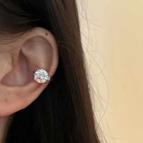 S925纯银爆闪锆石耳夹女无耳洞