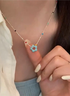 蓝色花朵项链女配饰时尚简约精致