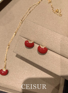 红色相思红豆吊坠项链女配饰颈链