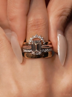 欧美几何叠戴开口戒指女小众设计