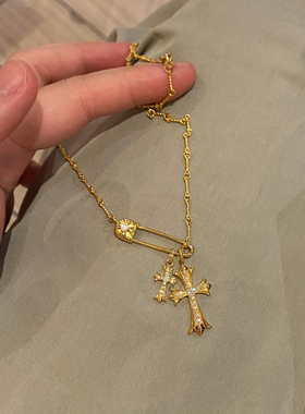 金色别针十字架项链女2025新款