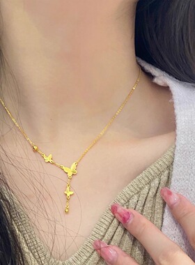 蝴蝶流苏项链女生2024新款爆款