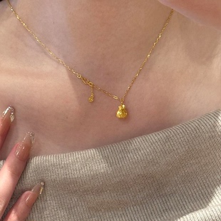 新中式金色福袋项链女2026新款爆款吊坠轻奢小众高级感锁骨链配饰