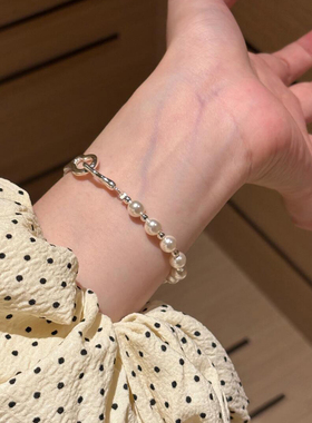 仿珍珠半镯拼接手链女款
