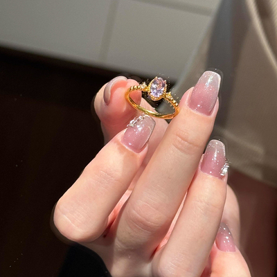 紫水晶戒指女小众设计食指戒