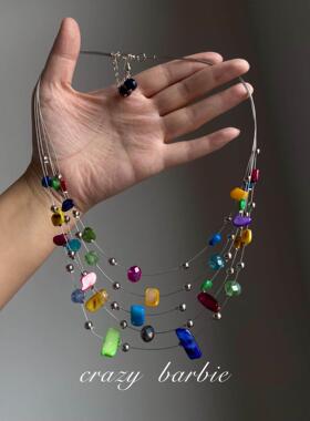 复古彩色多层项链女配饰气质颈链