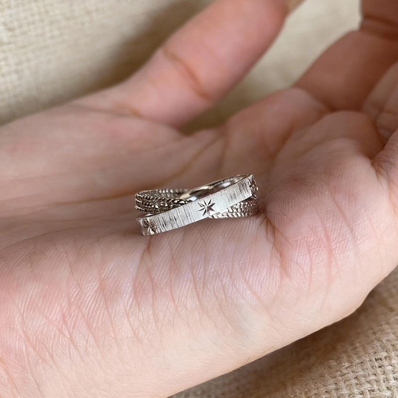 银色八芒星双环戒指女小众设计轻奢高级感指环复古字形交叉食指戒,饰品/流行首饰/时尚饰品新,戒指/指环,淘宝优惠券,粉丝福利购,淘宝优惠卷