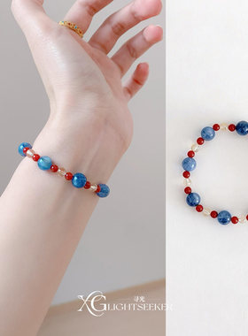 红蓝撞色串珠手串气质送闺蜜礼物