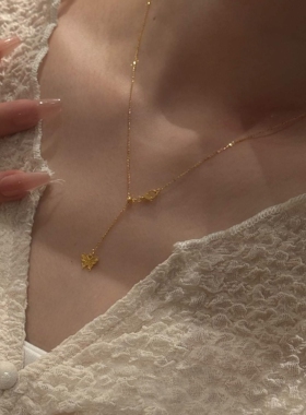 金色蝴蝶吊坠项链女气质百搭颈链
