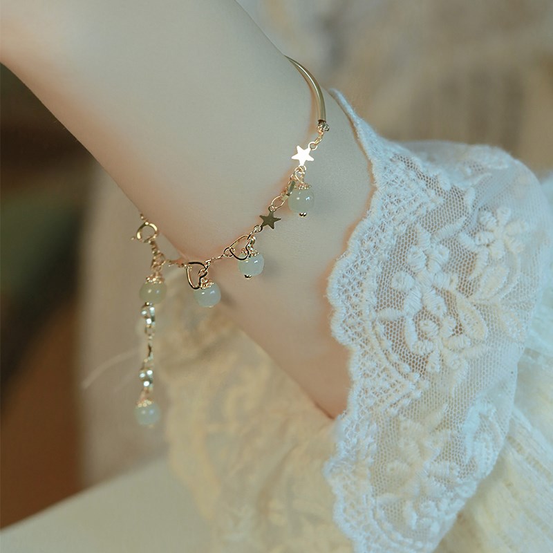 和田玉手链女2022新款潮星星流苏