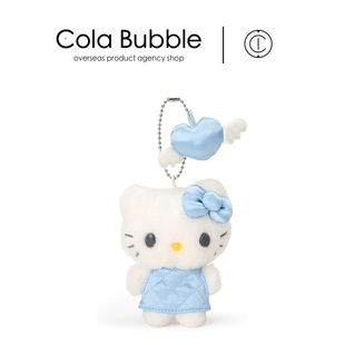 日本hellokitty正版蓝色绗缝凯蒂猫kt猫公仔玩偶毛绒包包挂件挂饰