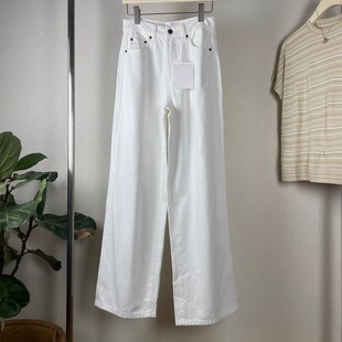 row25春夏白色宽松修饰腿型直筒裤长裤子美式牛仔裤简约松弛感