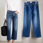 百搭9分蓝色直筒牛仔裤 ROW显瘦神裤 经典 露脚踝小个子显高显腿直