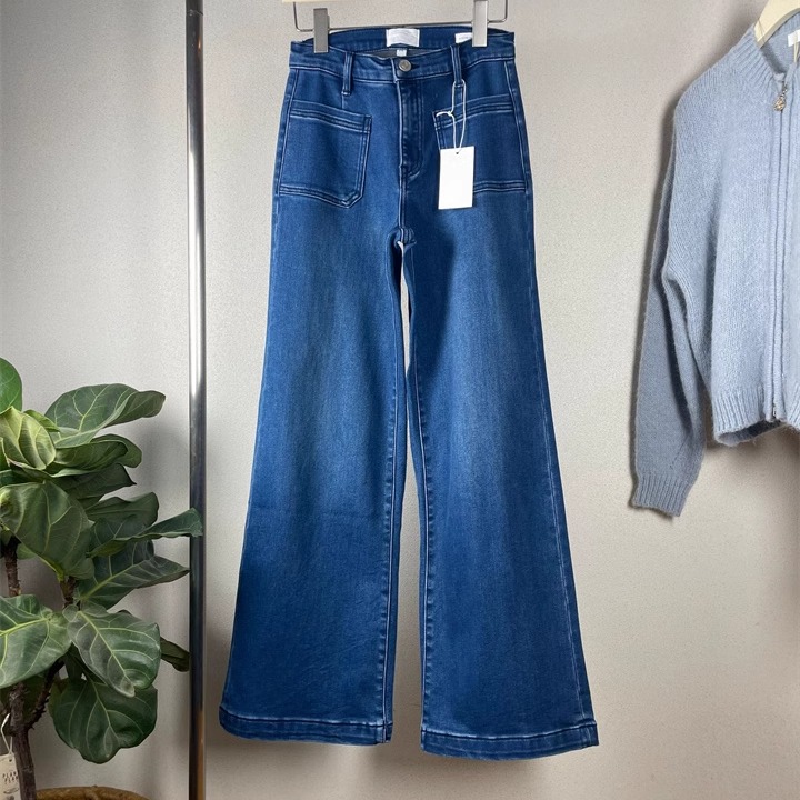 加绒保暖厚实直筒高腰弹力牛仔裤