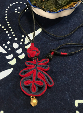 手工布花扣项链胸针中国风