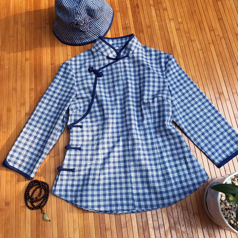 老土布手工盘扣修身开襟