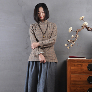 短款 素荷原创手工琵琶扣立领夹棉上衣改良旗袍女中式 冬季 问岚