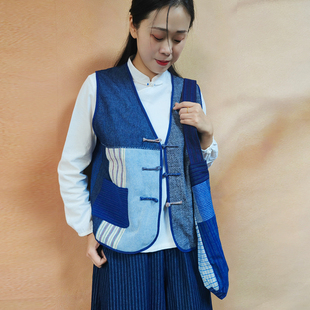 【如梦】素荷手工自制 土布老粗布中式女款成人马甲上衣限量款