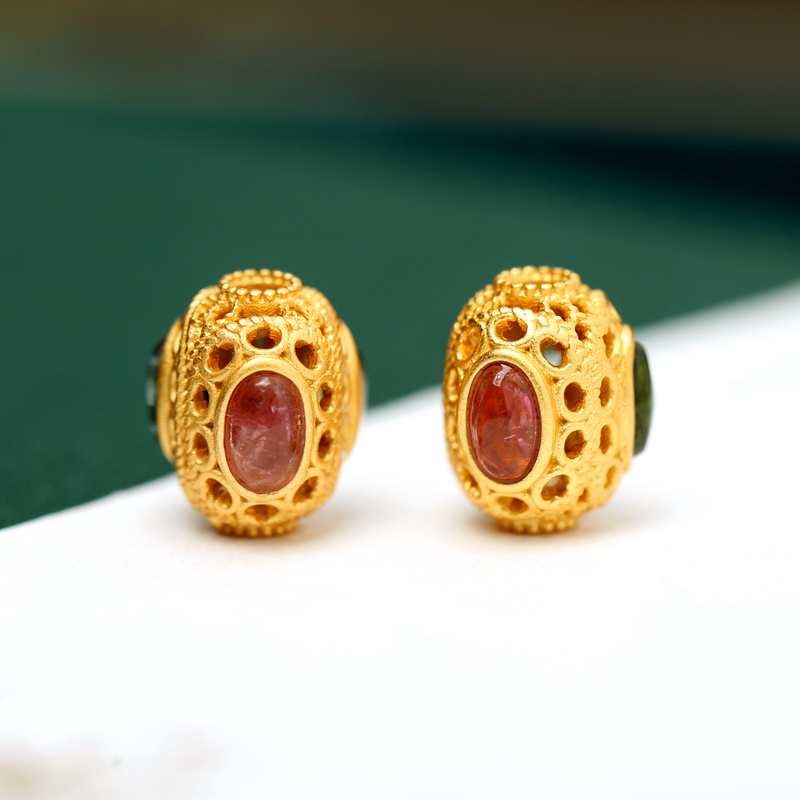 纯银镶嵌碧玺三生三世转运珠