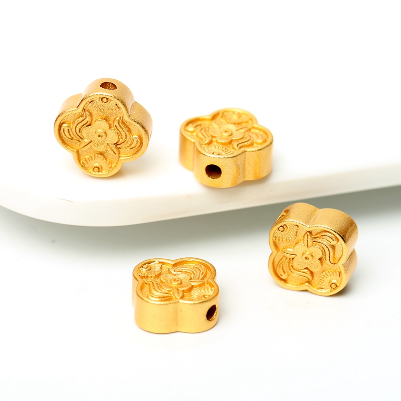 diy古法铜镀金饰品配件四叶草