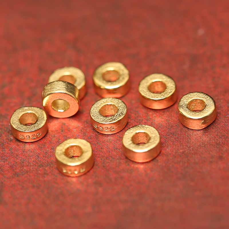 diy纯银镀金手串配饰隔珠