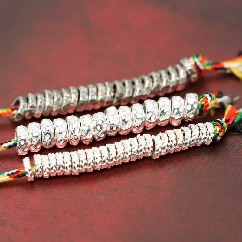 925纯银复古泰银锤纹盘缠隔片