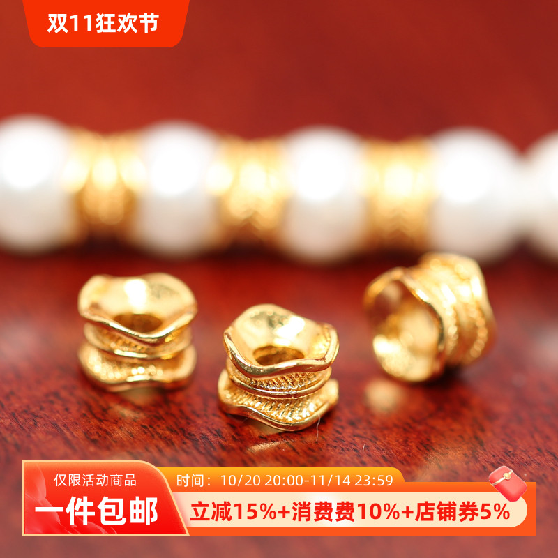 S925银镀金羽毛车轮隔珠腰珠线束