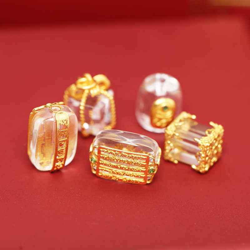 S925古法银镶嵌天然白水晶配饰