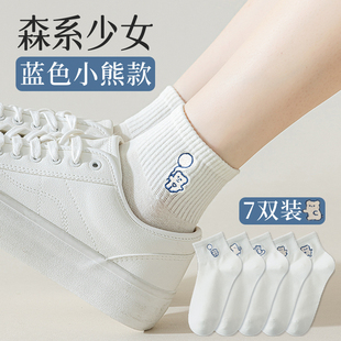 薄款 白色袜子女短袜ins潮夏季 日系卡通可爱女生春秋低腰短筒棉袜