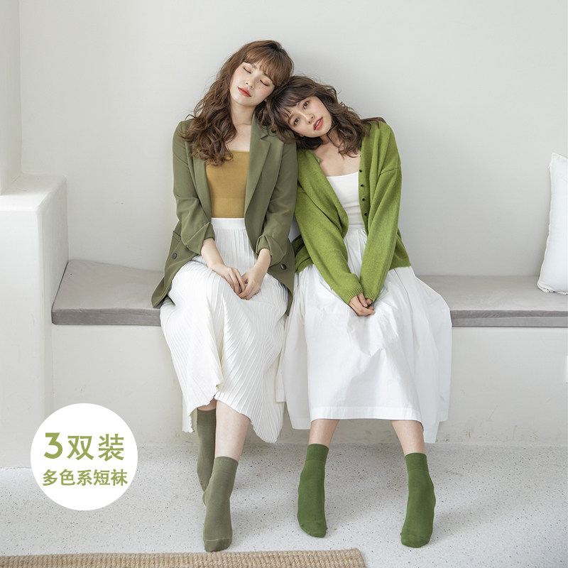 袜子女夏季纯棉短筒薄款吸汗浅口纯色百搭日系可爱不掉跟简约短袜