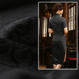 杭州中国风四经绞罗传世花萝真丝香云纱古法旗袍面料时装连衣裙布