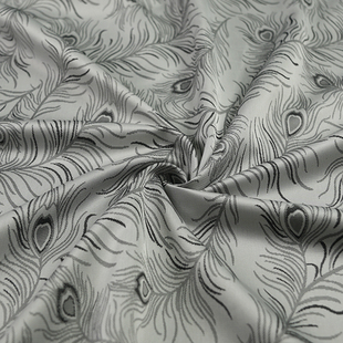 张林根色织正绢凤羽纹真丝国风新中式汉服旗袍马甲高端服饰面料