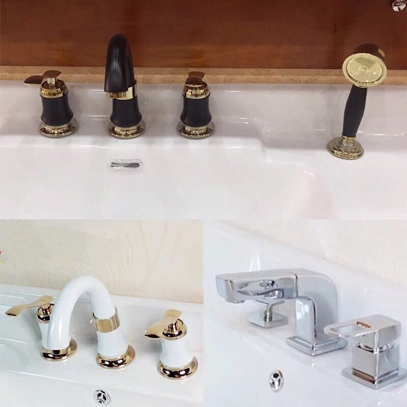 浴室柜三孔四孔面盆龙头开关配件脸盆三四件套水龙头抽拉带小花洒