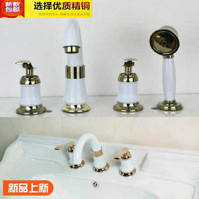 欧式浴室柜三孔水龙头四孔盆龙头面盆洗漱台脸盆入墙式带开关配件