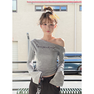 清仓 5折 内外穿打底衫 斜肩T恤上衣 长袖 反季