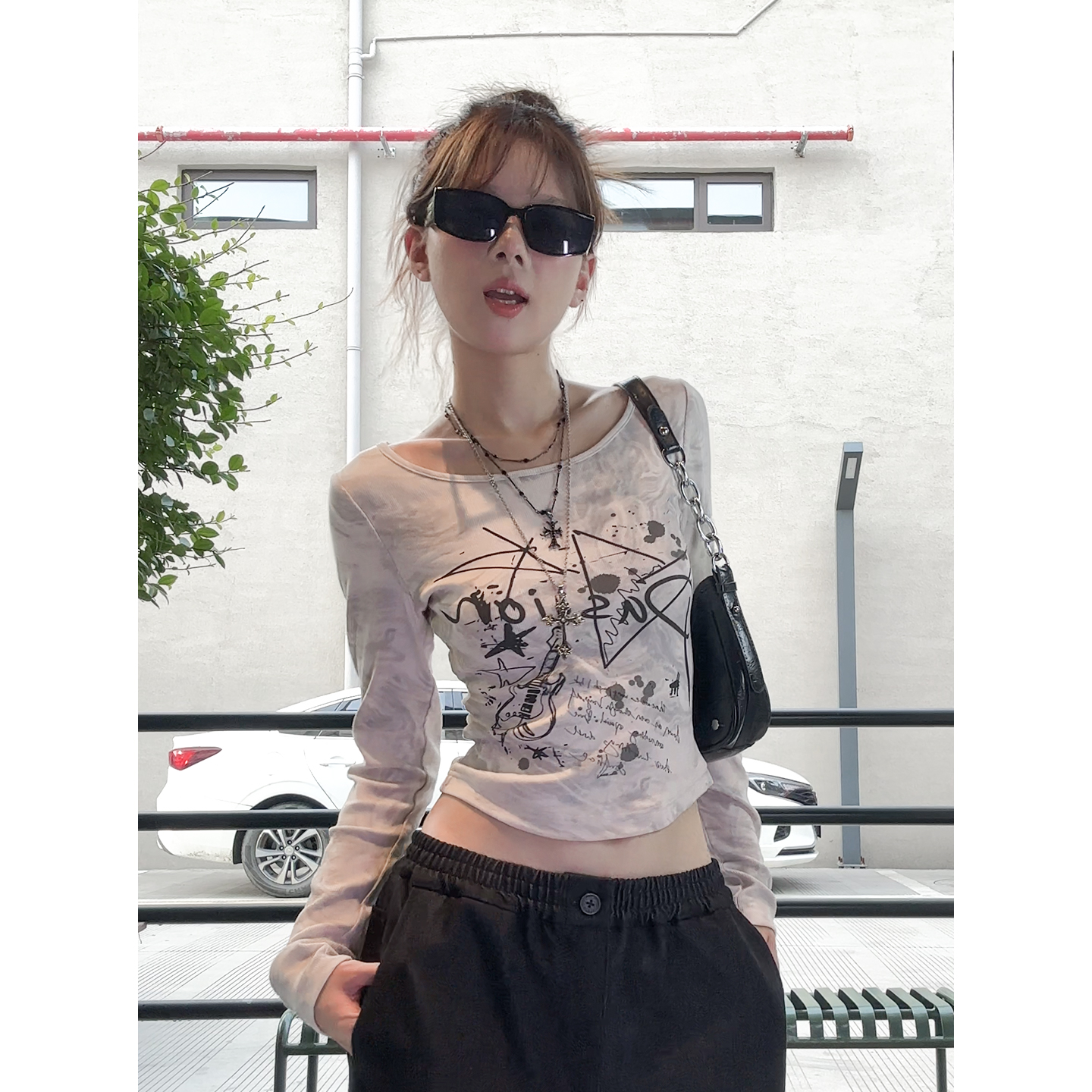 海棠嚯嚯HaiTangHoHo上衣女2025新款女装打底衫冬季内外穿长袖T恤